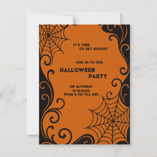 Spiderweb Ornament Sinaasappel Zwart gothic Hallow Briefkaart