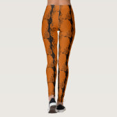 Spiderweb Ornament Sinaasappel Zwart Halloween Leggings (Achterkant)