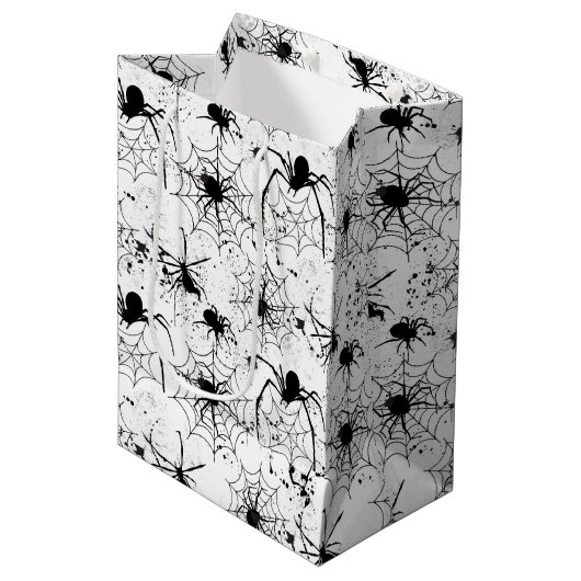 Spiderweb Pattern Halloween  Medium Cadeauzakje (Voorkant Gekanteld)