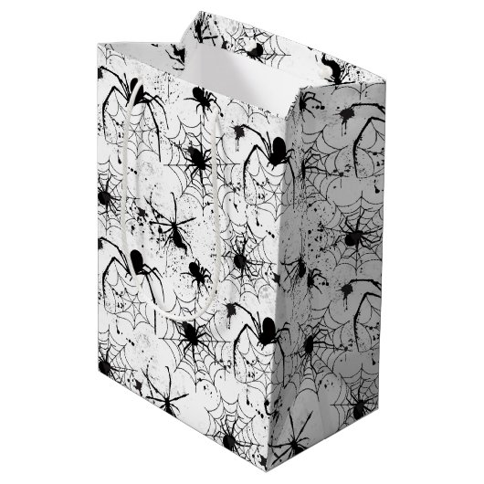 Spiderweb Pattern Halloween  Medium Cadeauzakje (Achterkant Gekanteld)