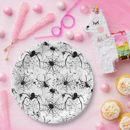 Spiderweb Pattern Halloween  Papieren Bordje (Feest)