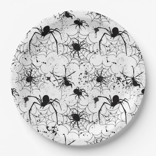 Spiderweb Pattern Halloween Papieren Bordje (Voorkant)