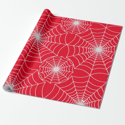 SPiderWeb Patterned Red Design Cadeaupapier (Uitgerold)