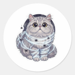 Spiderweb Perzisch - Pluizige Perzische kat Hallow Ronde Sticker