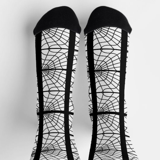 Spiderweb Print Sokken in Black en White Unisex (Top)
