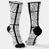 Spiderweb Print Sokken in Black en White Unisex (Gebogen)