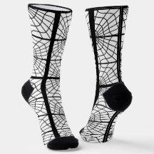Spiderweb Print Sokken in Black en White Unisex
