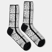 Spiderweb Print Sokken in Black en White Unisex (Rechts)