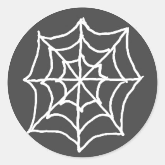 Spiderweb Ronde Stickers (donkergrijs en wit) (Voorkant)