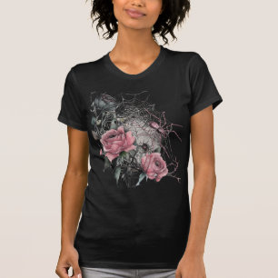 Spiderweb Rozen   Roze Damast Gotische Halloween T-shirt