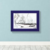 Spiderweb Sailing Ship Natures Unique Digital Art Canvas Afdruk (Insitu (Houten vloer))