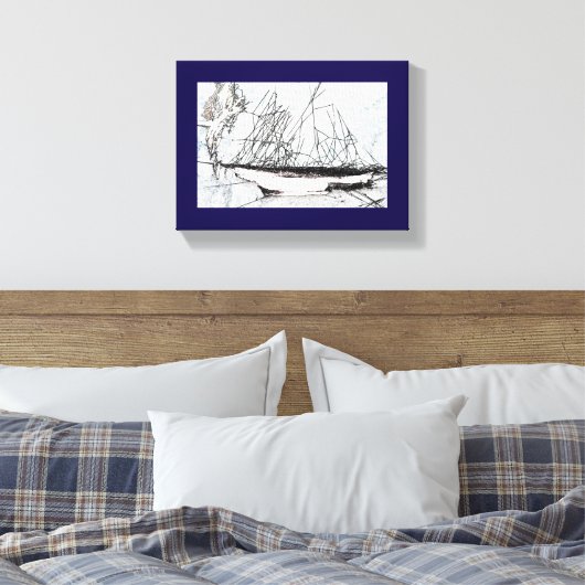 Spiderweb Sailing Ship Natures Unique Digital Art Canvas Afdruk (Insitu (Slaapkamer))