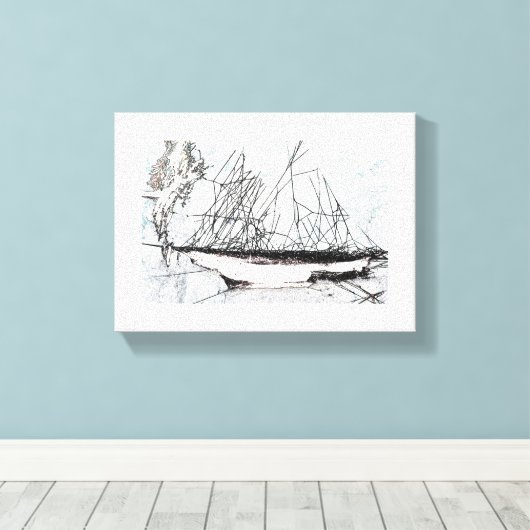 Spiderweb Sailing Ship Natures Unique Digital Art Canvas Afdruk (Insitu (Houten vloer))