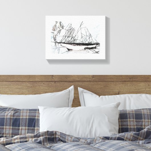 Spiderweb Sailing Ship Natures Unique Digital Art Canvas Afdruk (Insitu (Slaapkamer))