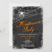 Spiderweb +  Script Vervallen Halloween Party Kaart (Voorkant)
