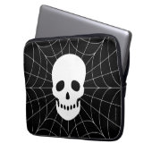 Spiderweb Skull Electronics Bag Laptop Sleeve (Voorkant Links)