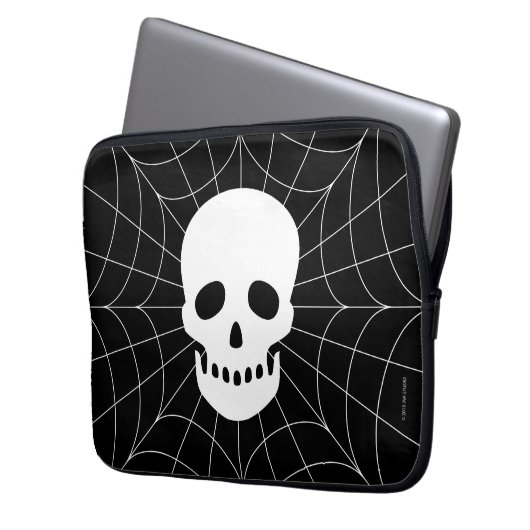 Spiderweb Skull Electronics Bag Laptop Sleeve (Voorkant Links)