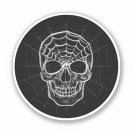 Spiderweb Skull Sticker