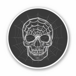 Spiderweb Skull Sticker