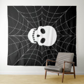 Spiderweb Skull Tapestry Wandkleed (In Situ (horizontaal))