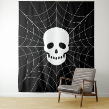 Spiderweb Skull Tapestry