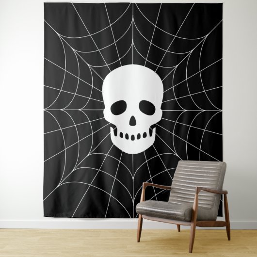 Spiderweb Skull Tapestry Wandkleed (In situ)