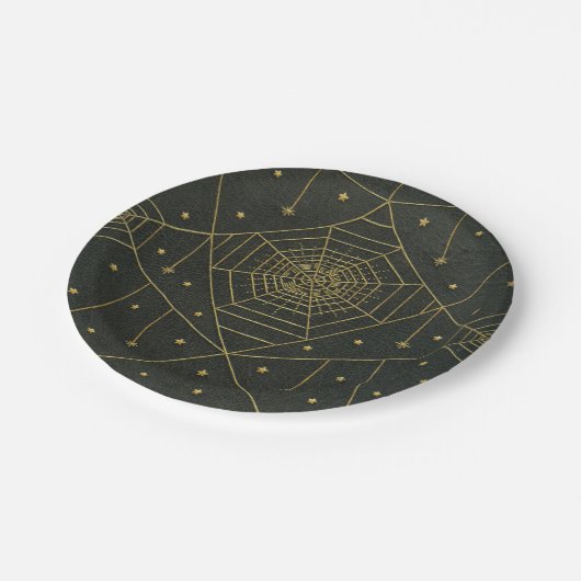 Spiderweb spider ster zwart goud  boek papieren bordje (Gekanteld)