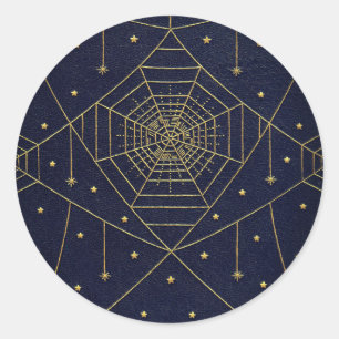 Spiderweb spider ster zwart goud  boek ronde sticker