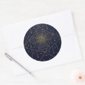 Spiderweb spider ster zwart goud boek ronde sticker (Envelop)