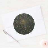 Spiderweb spider ster zwart goud  boek ronde sticker (Envelop)
