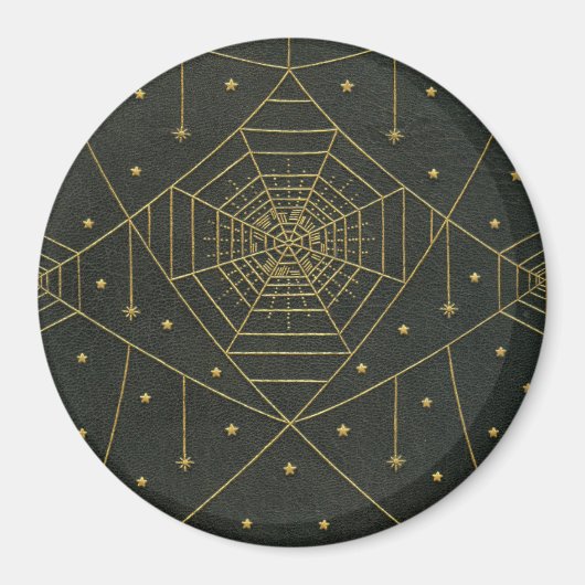 Spiderweb Spider sterren zwart en goud Magneet (Voorkant)