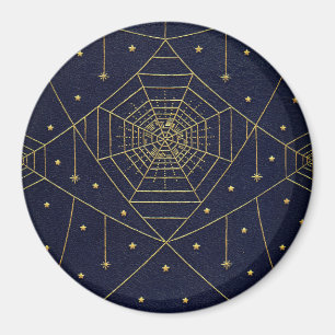 Spiderweb Spider sterren zwart en goud Magneet