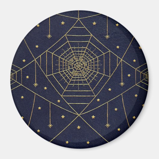 Spiderweb Spider sterren zwart en goud Magneet (Voorkant)
