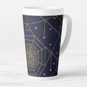 Spiderweb spider sterren zwart gouden  boek latte mok