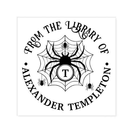 SpiderWeb & Spiders Library Book Name Initiaal Zelfinktende Stempel (Design)