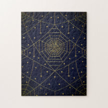 Spiderweb spin en sterren zwart en goud