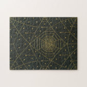 Spiderweb spin en sterren zwart en goud legpuzzel (Horizontaal)