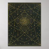 Spiderweb spin en sterren zwart en goud poster (Voorkant)