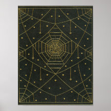 Spiderweb spin en sterren zwart en goud