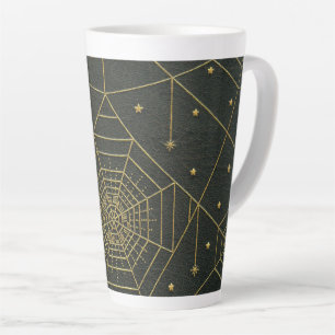 Spiderweb spinsterren zwarte gouden vintage latte mok