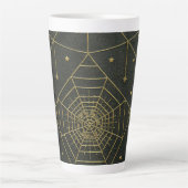Spiderweb spinsterren zwarte gouden vintage latte mok (Voorkant)