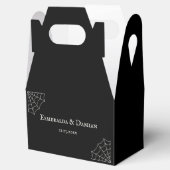 Spiderwebben Black and White Gothic Wedding Bedankdoosjes (Geopend)