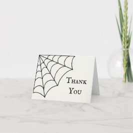 Spiderwebben Black and White Gothic Wedding Bedankkaart