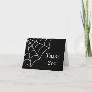 Spiderwebben Black and White Gothic Wedding Bedankkaart