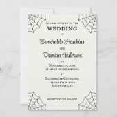 Spiderwebben Black and White Gothic Wedding Kaart (Voorkant)