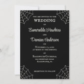 Spiderwebben Black and White Gothic Wedding Kaart (Voorkant)
