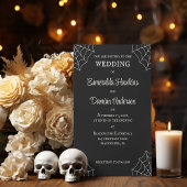 Spiderwebben Black and White Gothic Wedding Kaart