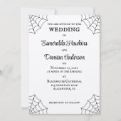 Spiderwebben Black and White Gothic Wedding Kaart (Voorkant)