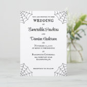 Spiderwebben Black and White Gothic Wedding Kaart (Staand voorkant)