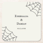 Spiderwebben Black and White Gothic Wedding Kartonnen Onderzetters (Voorkant)